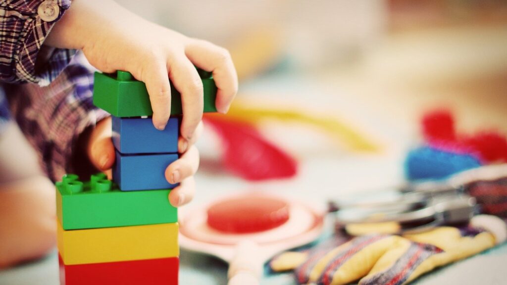 child, tower, building blocks